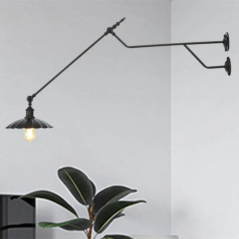 1-Light Metal Matte Black Sconce Lamp - Industrial Wall Mounted Lighting for Indoor Spaces