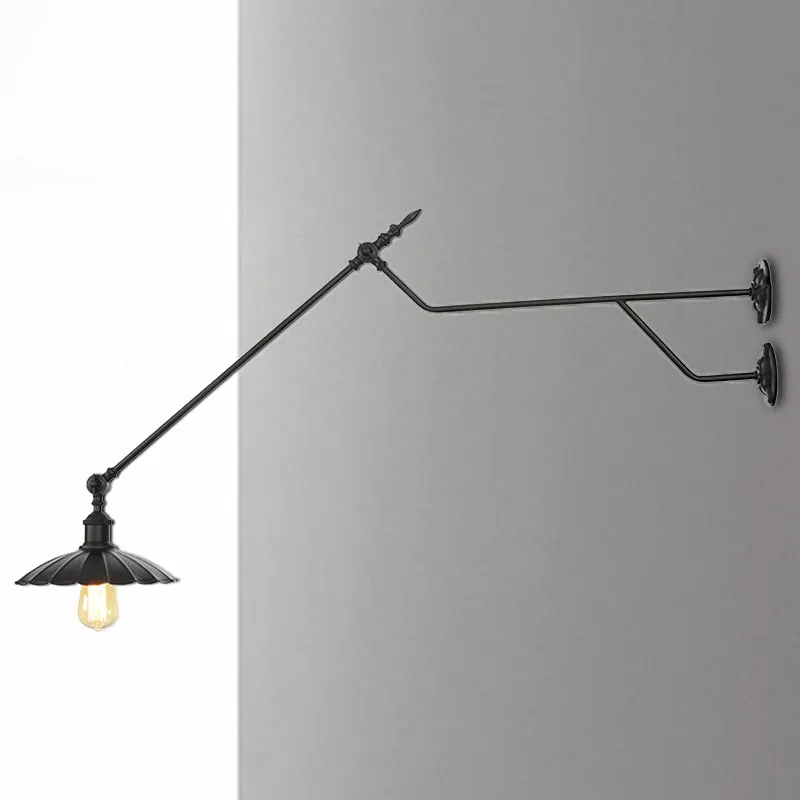 1-Light Metal Matte Black Sconce Lamp - Industrial Wall Mounted Lighting for Indoor Spaces