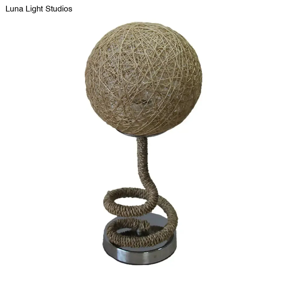 2-in-1 Asian Globe Night Light: Bamboo Rattan Lamp in Light Yellow for Bedroom or Night Table