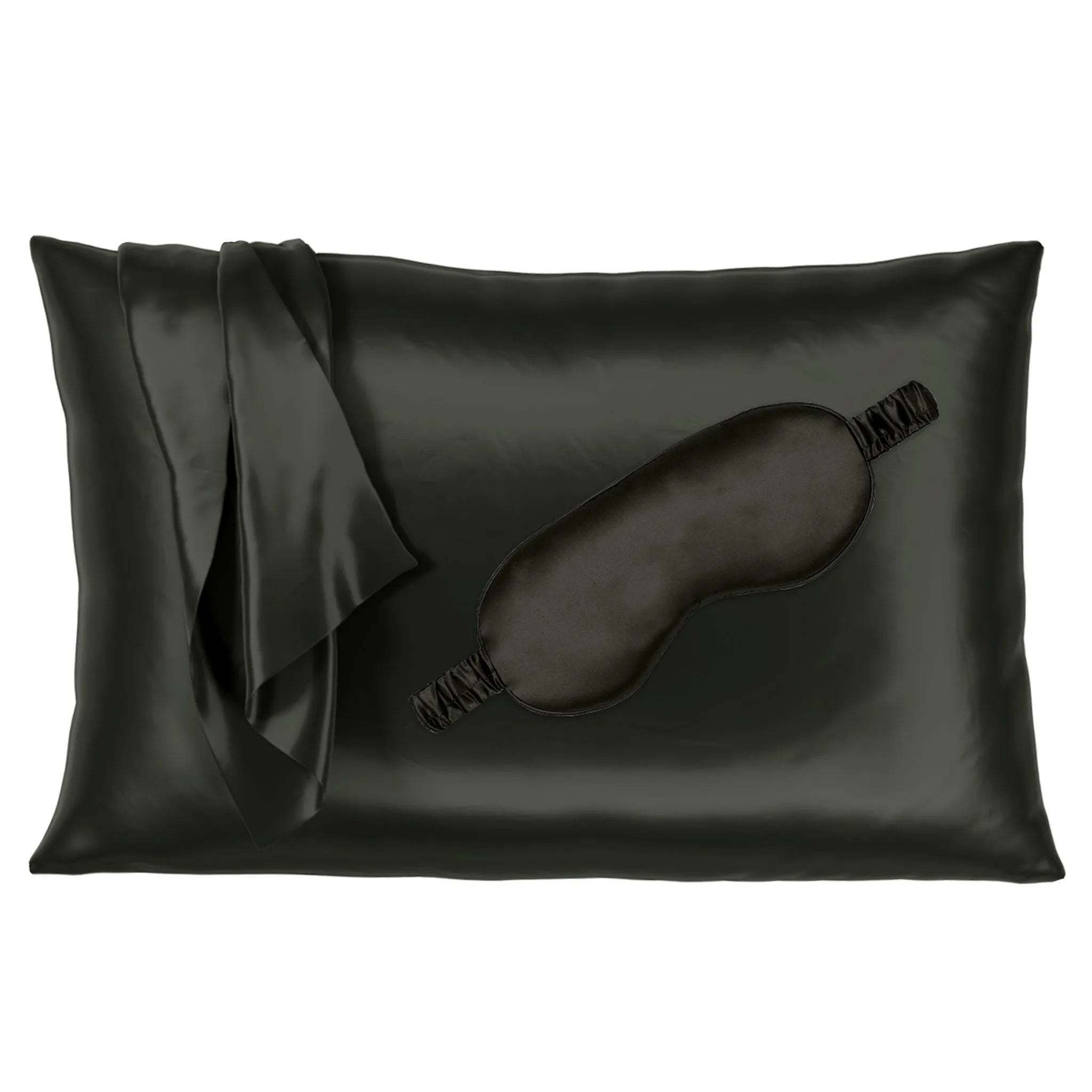 22 Momme Silk Pillowcase & Sleep Mask Gift Set - Black