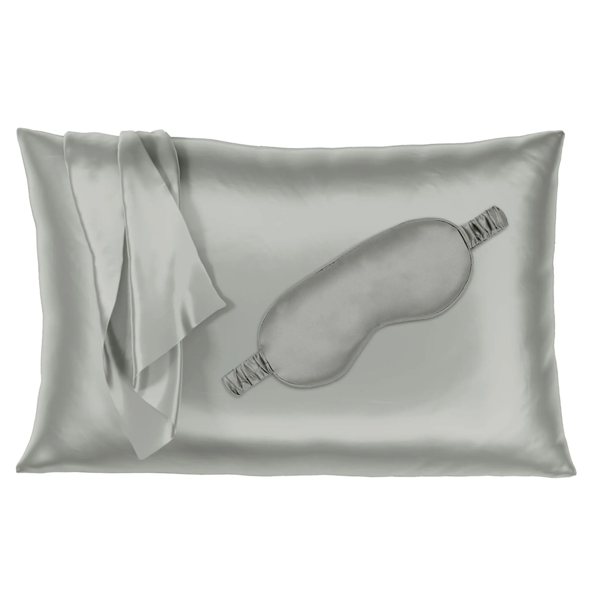 22 Momme Silk Pillowcase & Sleep Mask Gift Set - Silver