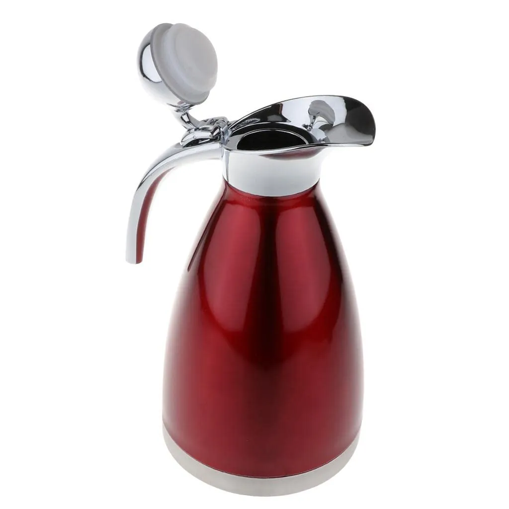 2L Double Vacuum Insulation Thermal Coffee Carafe Home Water Pot Red