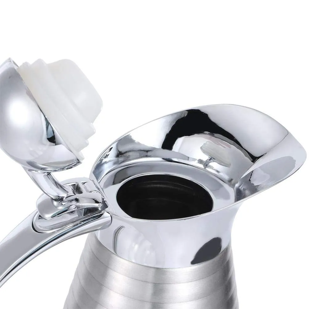 2L Stainless Steel Thermal Coffee Carafe Double Walled Vacuum Flask Insulation Pot with V-Shaped Spout,Prevent Water Splattering, and Use More Safely.