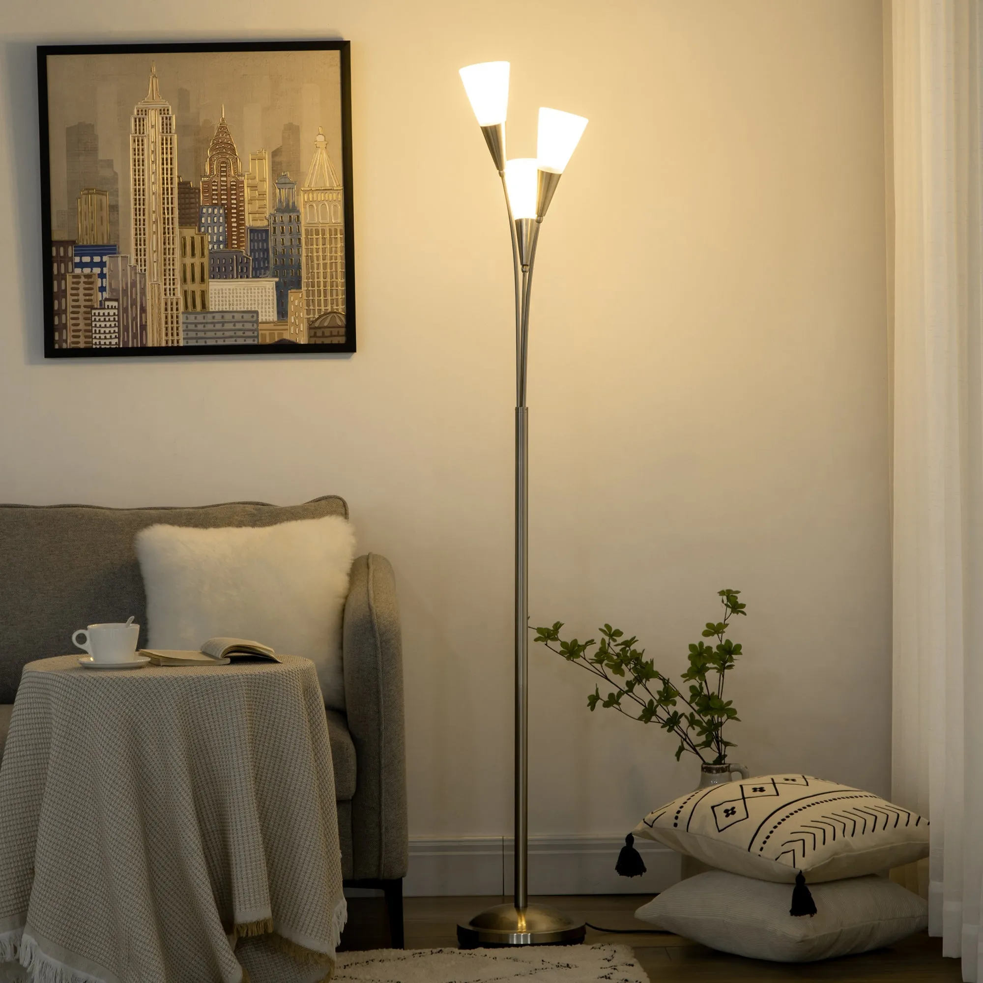 3-Light Upright Floor Lamps for Living Room