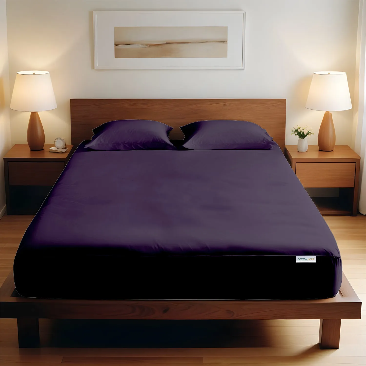 3 Piece Fitted Sheet Set Super Soft Violet Single Size 90x200 20cm with 2 Pillow Case