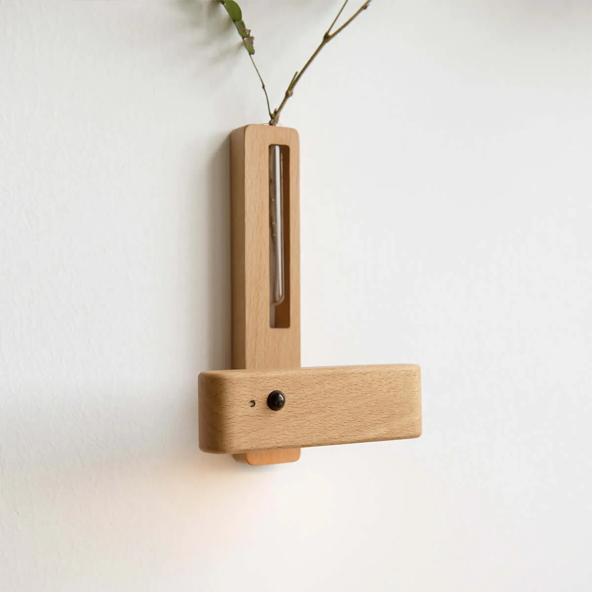 360 Degree Motion Sensor Solid Wood Vase Wall Light