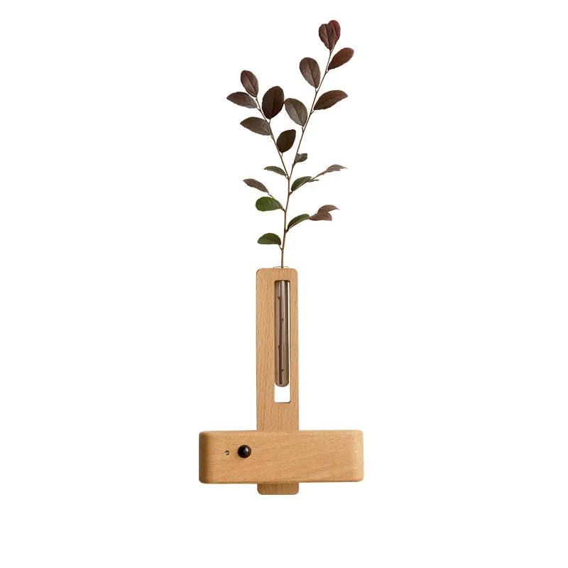 360 Degree Motion Sensor Solid Wood Vase Wall Light