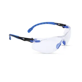 3M Solus 1000 Series Safety Glass with Clear Scotchgard Anti-Fog Lens and Black/Blue Frame, S1101SGAF, 1 Pair