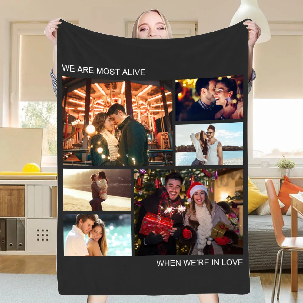 4FunGift® Custom 6 Photos Blanket for Family or Couple Gift