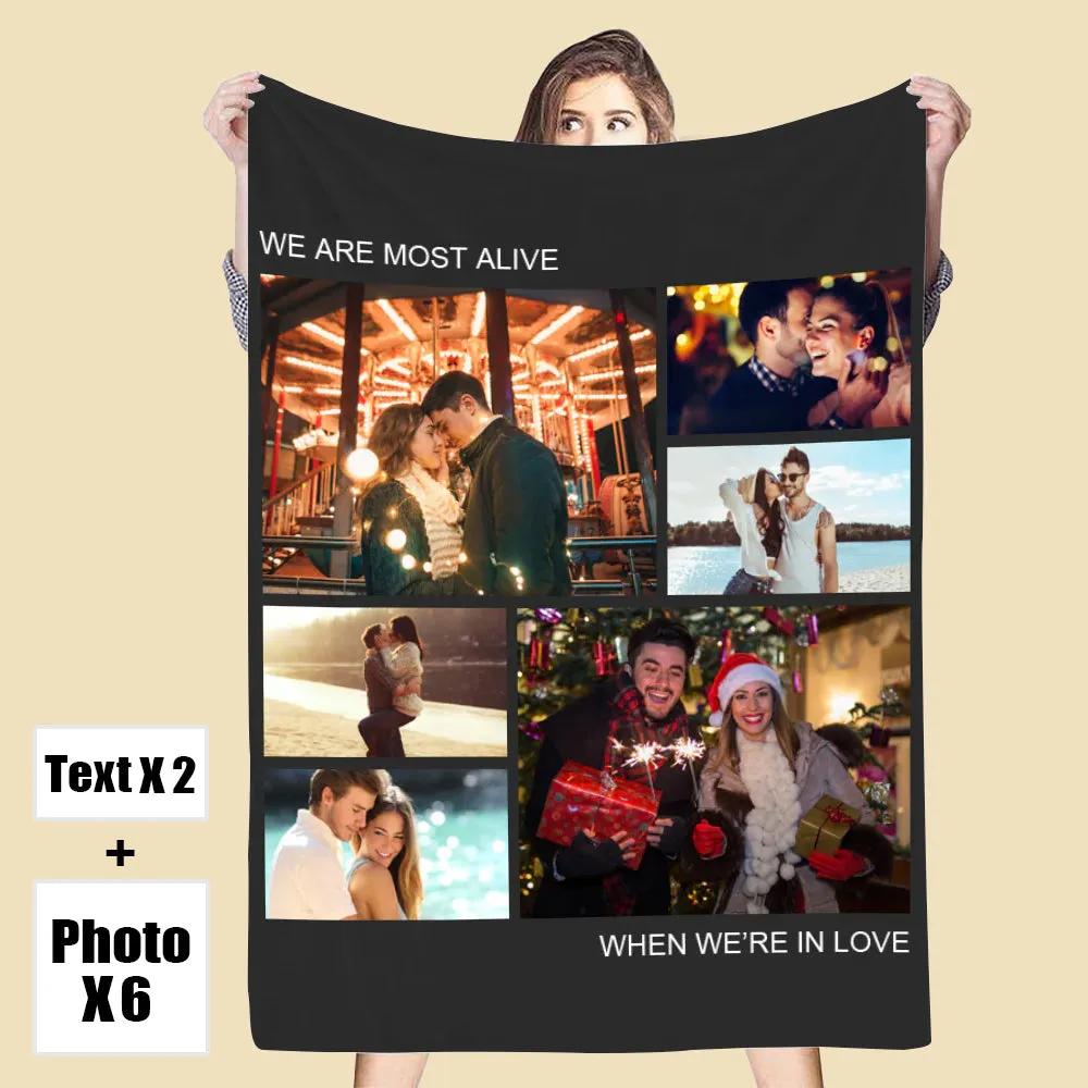 4FunGift® Custom 6 Photos Blanket for Family or Couple Gift