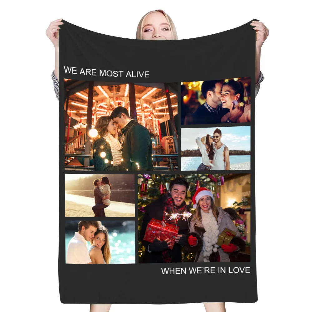 4FunGift® Custom 6 Photos Blanket for Family or Couple Gift