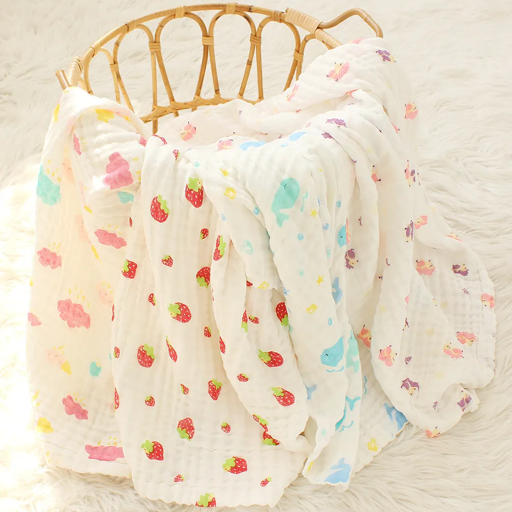 6 Layers Bamboo Cotton Baby Receiving Blanket Infant Kids Swaddle Wrap