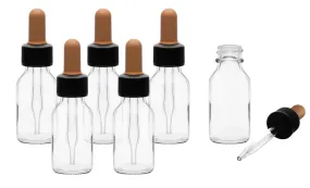 6PK Dropping Bottles, 30ml (1oz) - Screw Cap with Glass Dropper - Soda Glass