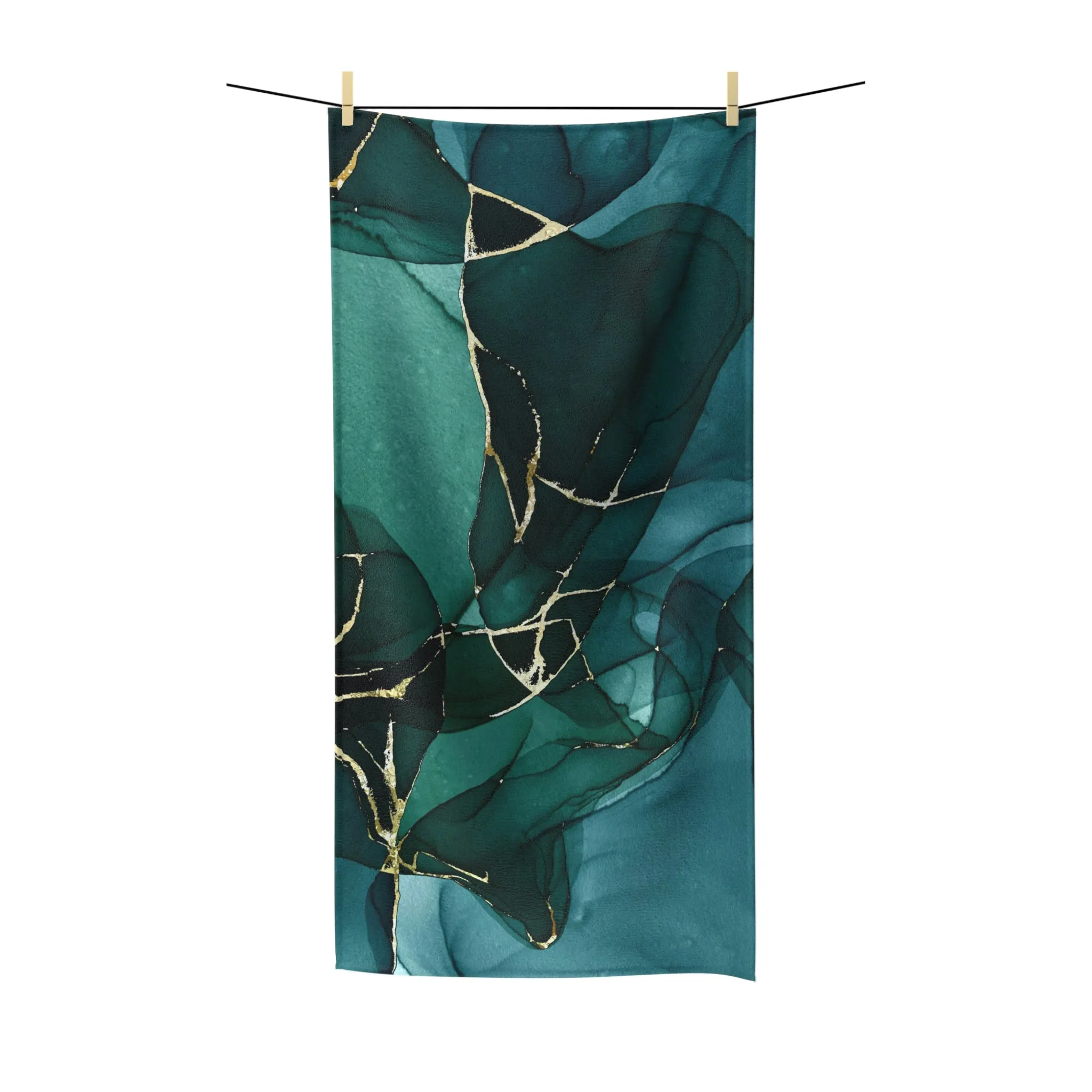 Abstract Boho Bath Towel | Teal Green Navy