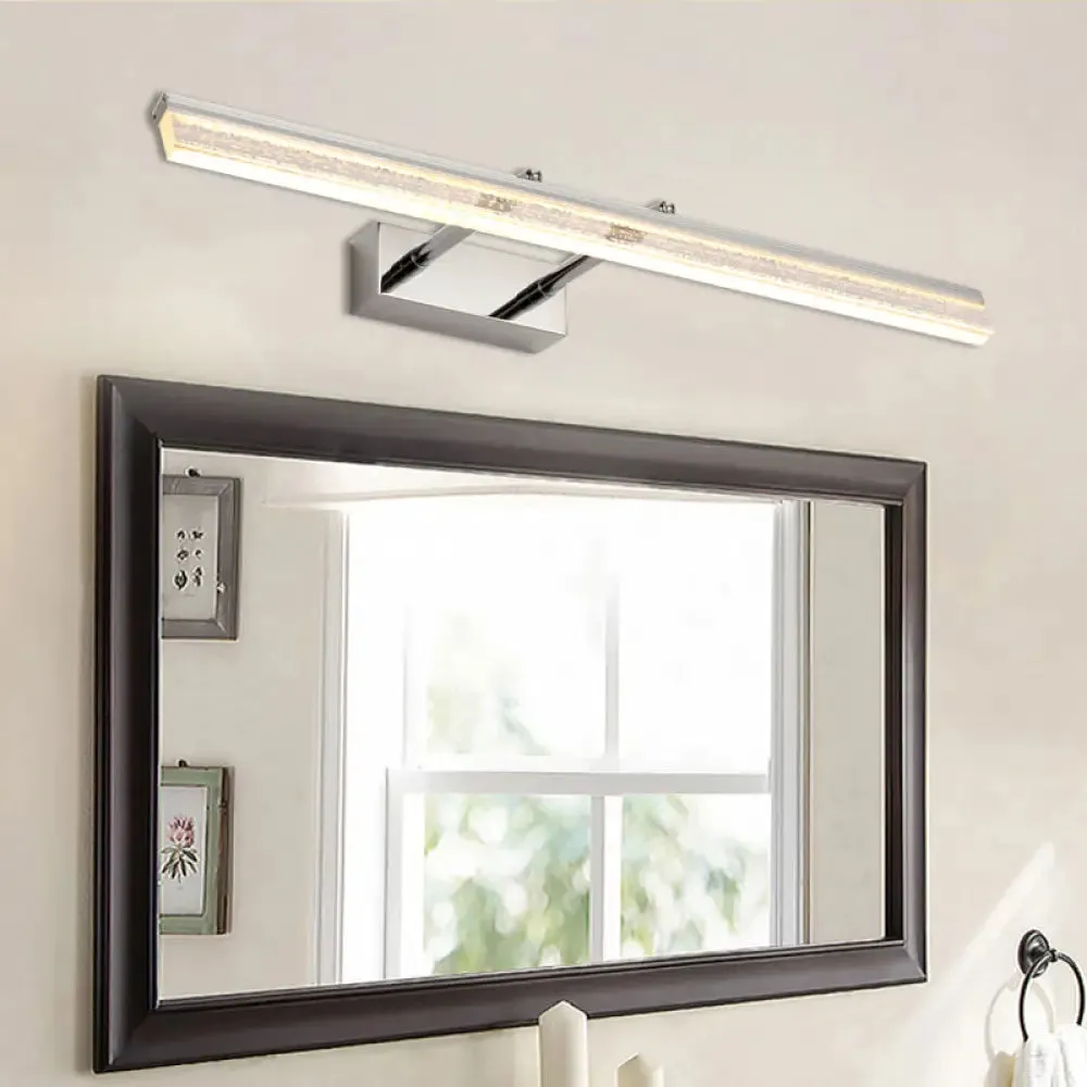 Adjustable Chrome Crystal Linear Wall Light for Bathroom Vanity - 16"/23.5"/31.5" Wide - Warm/White Light