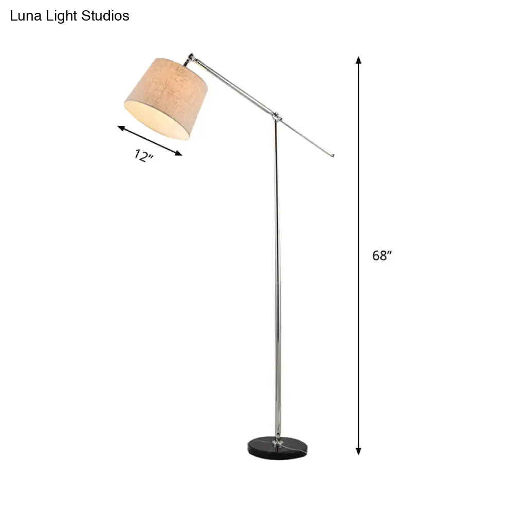 Adjustable LED Modern Cone Lamp - Beige Fabric Floor Light with Stand Up Design