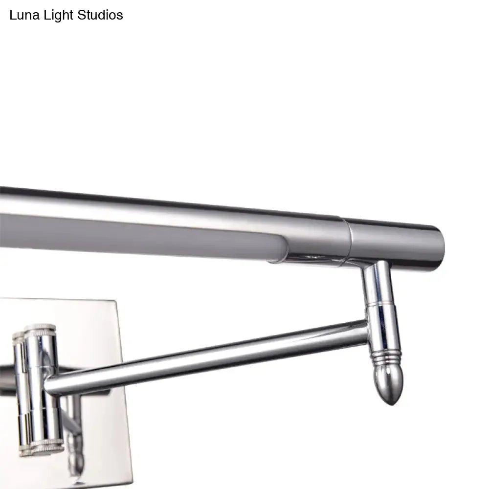 Adjustable LED Vanity Sconce with Metallic Mini Cylinder and Round/Square Backplate in Silver - Warm/White Lighting