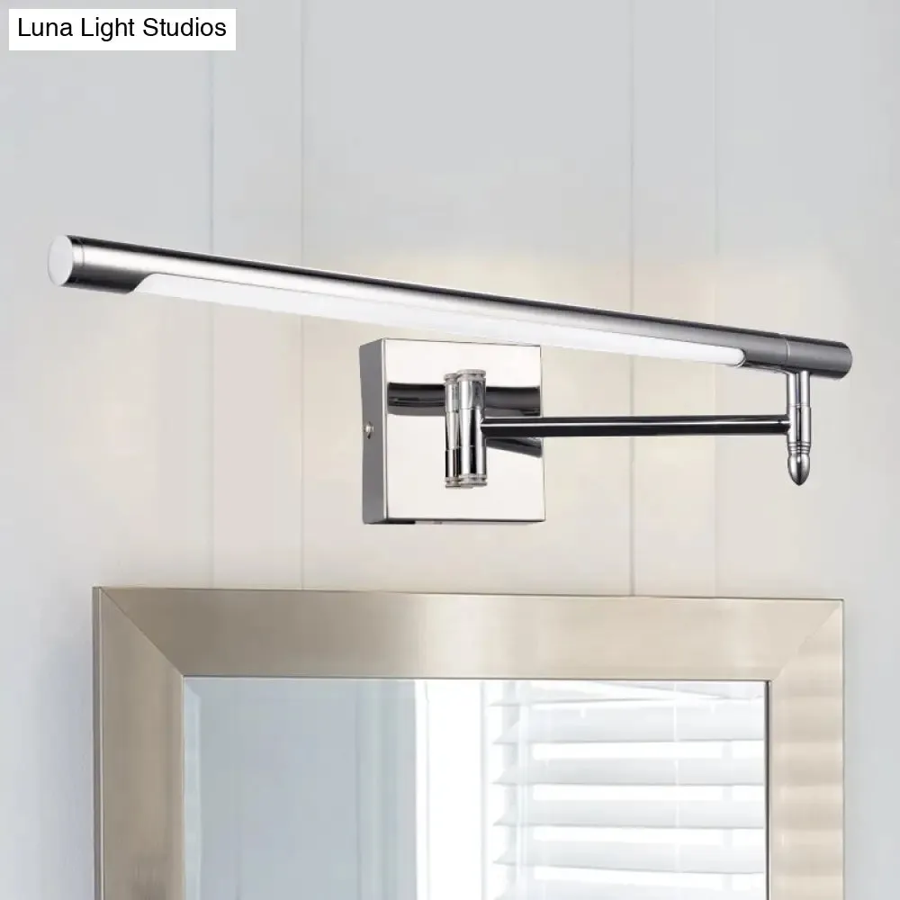 Adjustable LED Vanity Sconce with Metallic Mini Cylinder and Round/Square Backplate in Silver - Warm/White Lighting