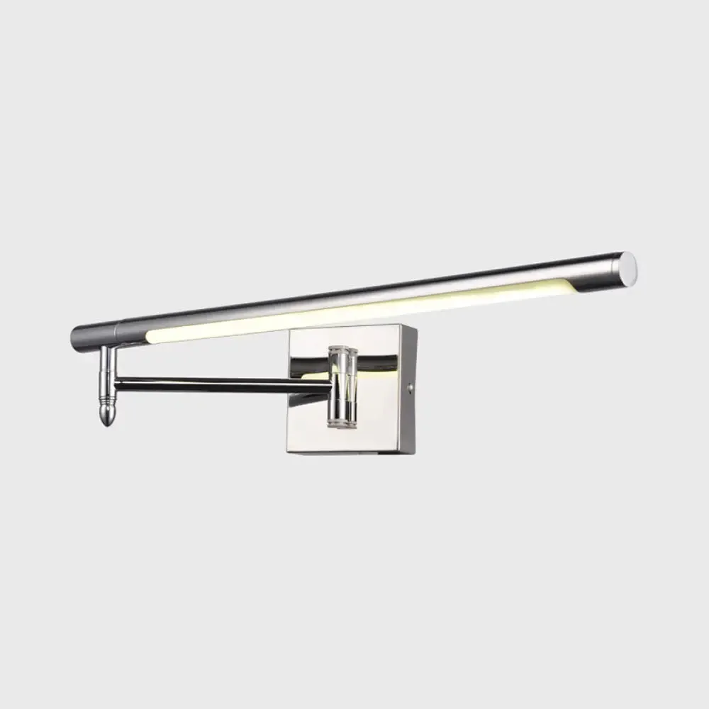 Adjustable LED Vanity Sconce with Metallic Mini Cylinder and Round/Square Backplate in Silver - Warm/White Lighting