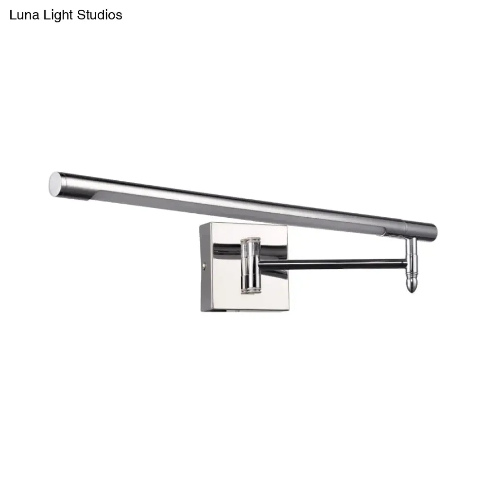 Adjustable LED Vanity Sconce with Metallic Mini Cylinder and Round/Square Backplate in Silver - Warm/White Lighting