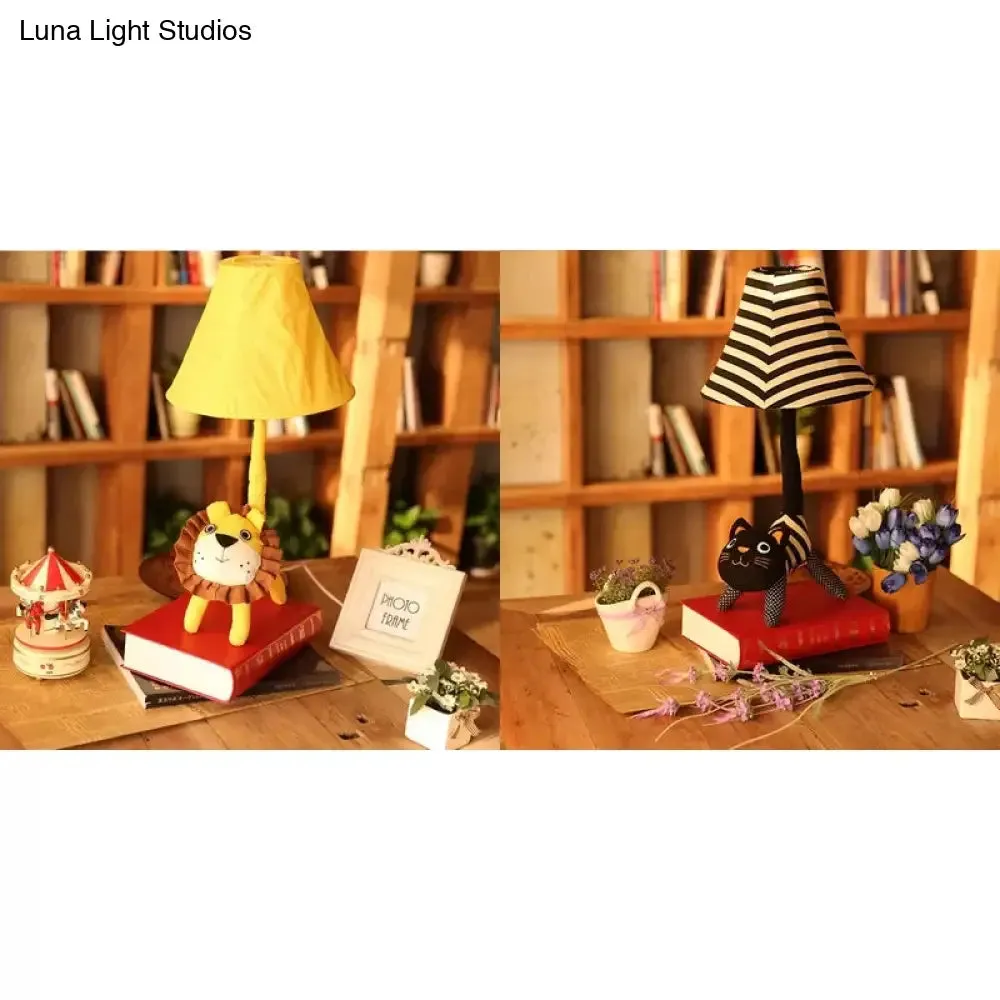 Adorable Fabric Animal Desk Light for Children's Bedrooms - Single Table Light with Tapered Shade