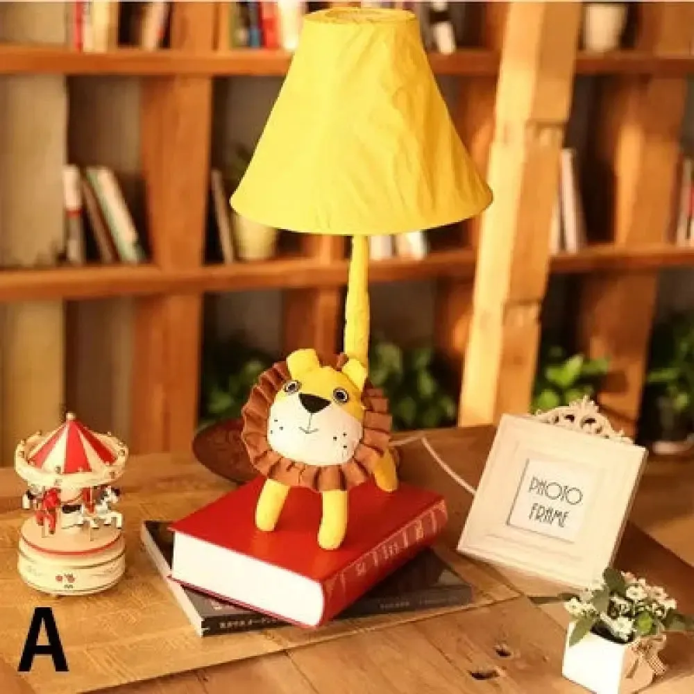 Adorable Fabric Animal Desk Light for Children's Bedrooms - Single Table Light with Tapered Shade