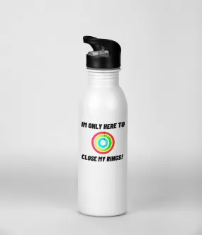 Aluminium 600ml Sports Water Bottle with Integrated Straw- 'Close My Rings'