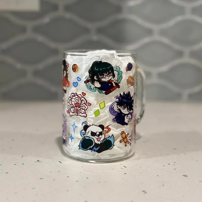 Anime Glass Mug with Straw - Battle Sorcerers