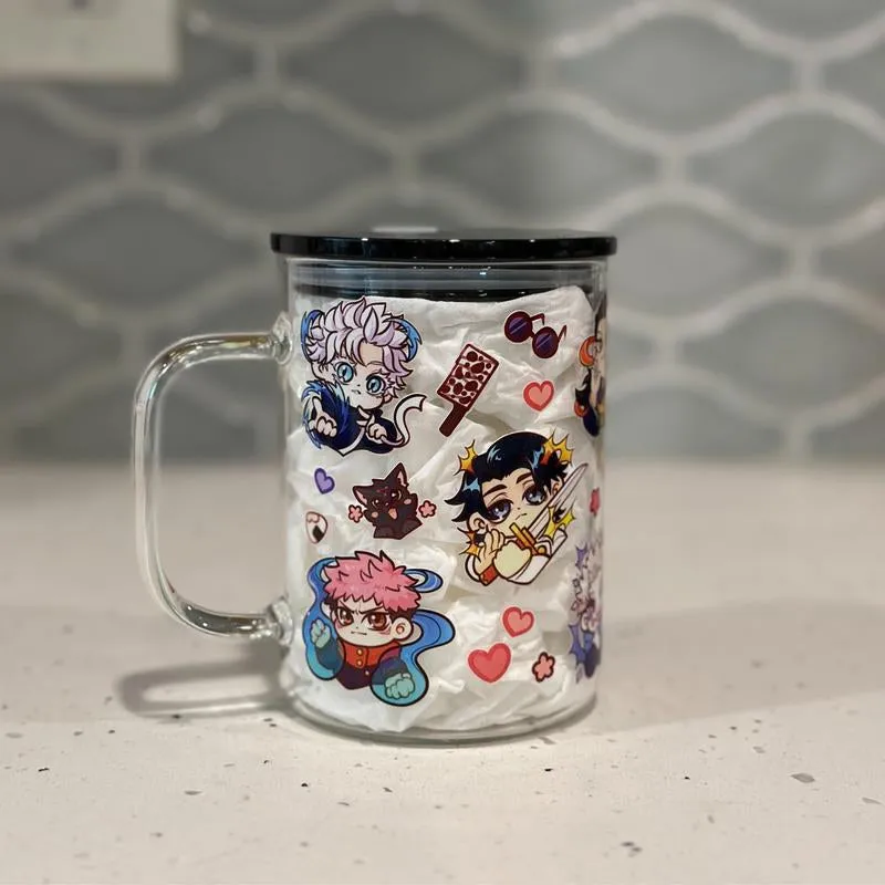 Anime Glass Mug with Straw - Battle Sorcerers