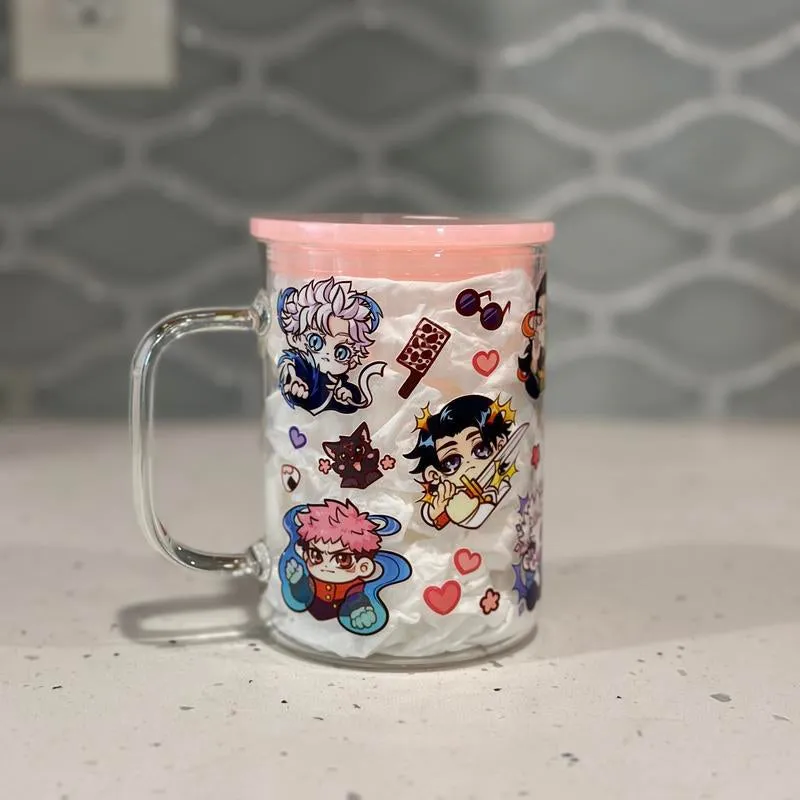 Anime Glass Mug with Straw - Battle Sorcerers