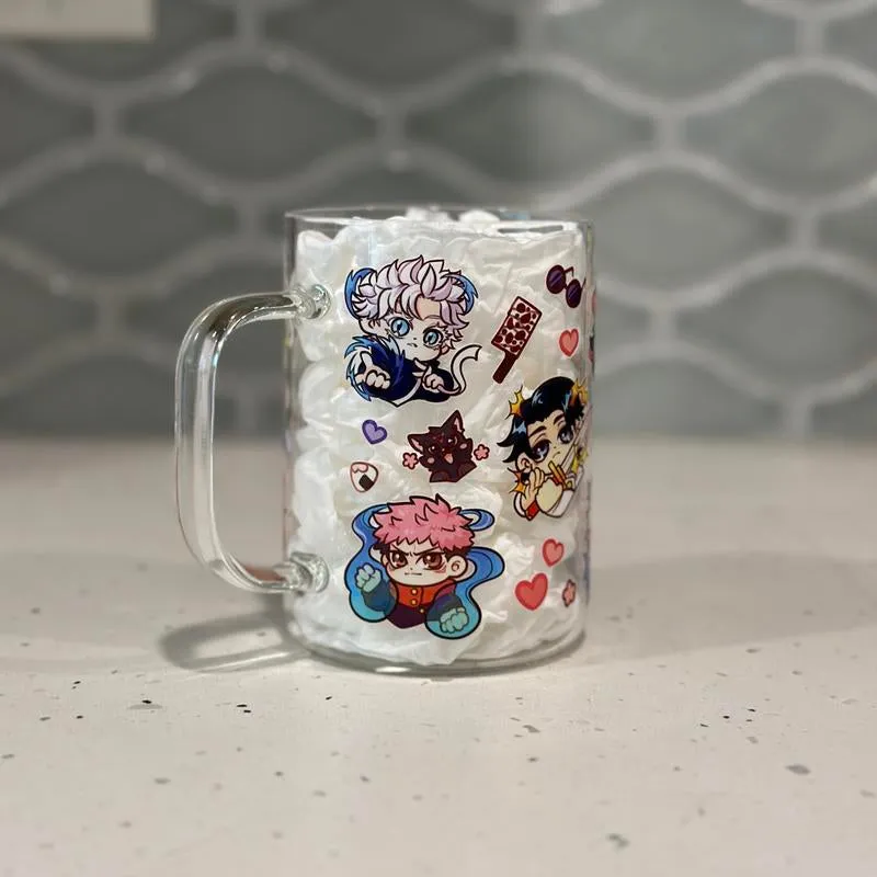 Anime Glass Mug with Straw - Battle Sorcerers