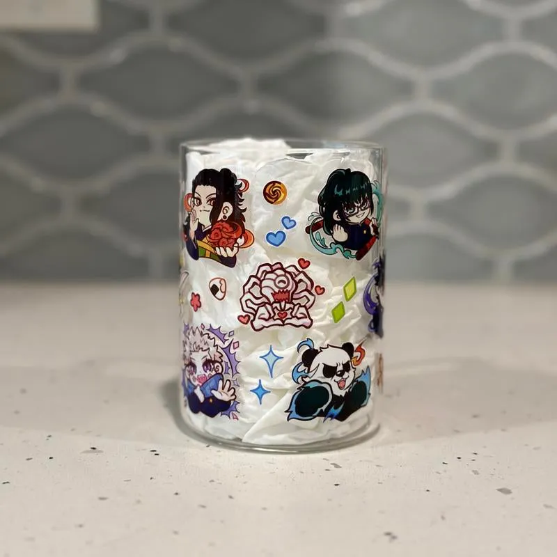 Anime Glass Mug with Straw - Battle Sorcerers