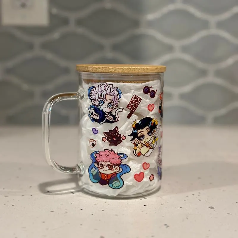 Anime Glass Mug with Straw - Battle Sorcerers