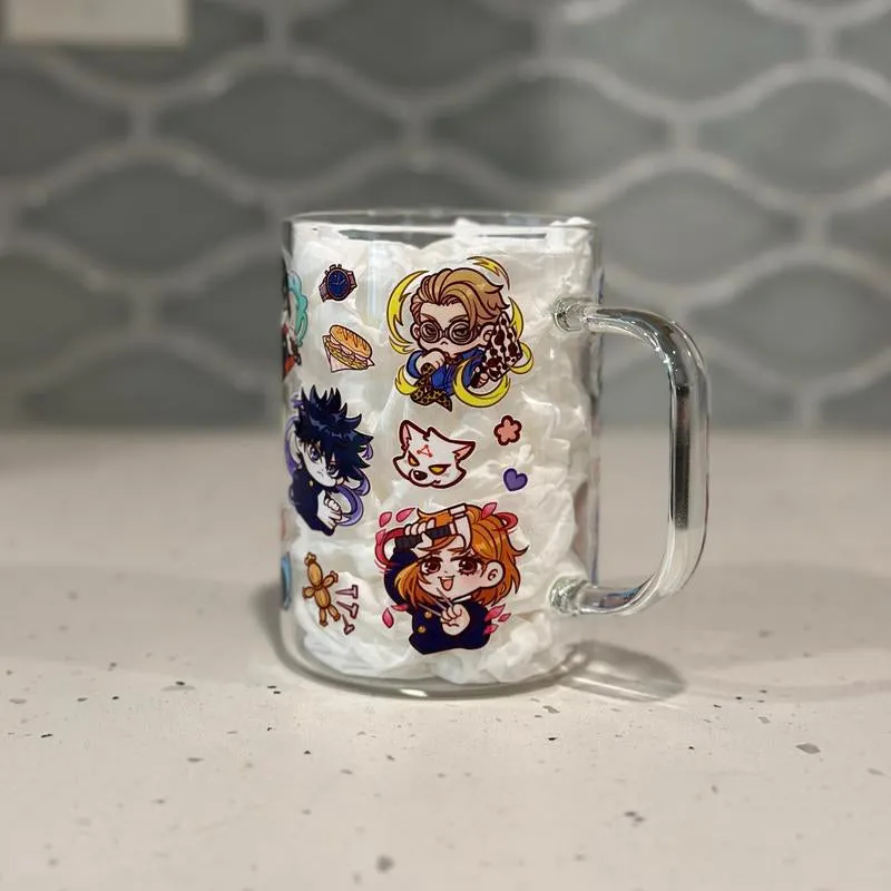 Anime Glass Mug with Straw - Battle Sorcerers