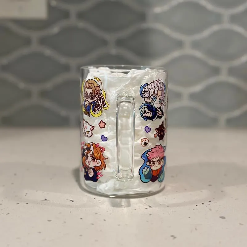 Anime Glass Mug with Straw - Battle Sorcerers