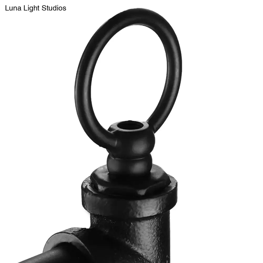 Antique Industrial Metal 1-Bulb Black Water Pipe Wall Mount Sconce Light for Dining Room with Valve