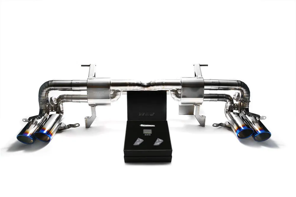 ARMYTRIX Titanium Valvetronic Exhaust System Titanium Blue Tips Lamborghini Gallardo 2008-2013