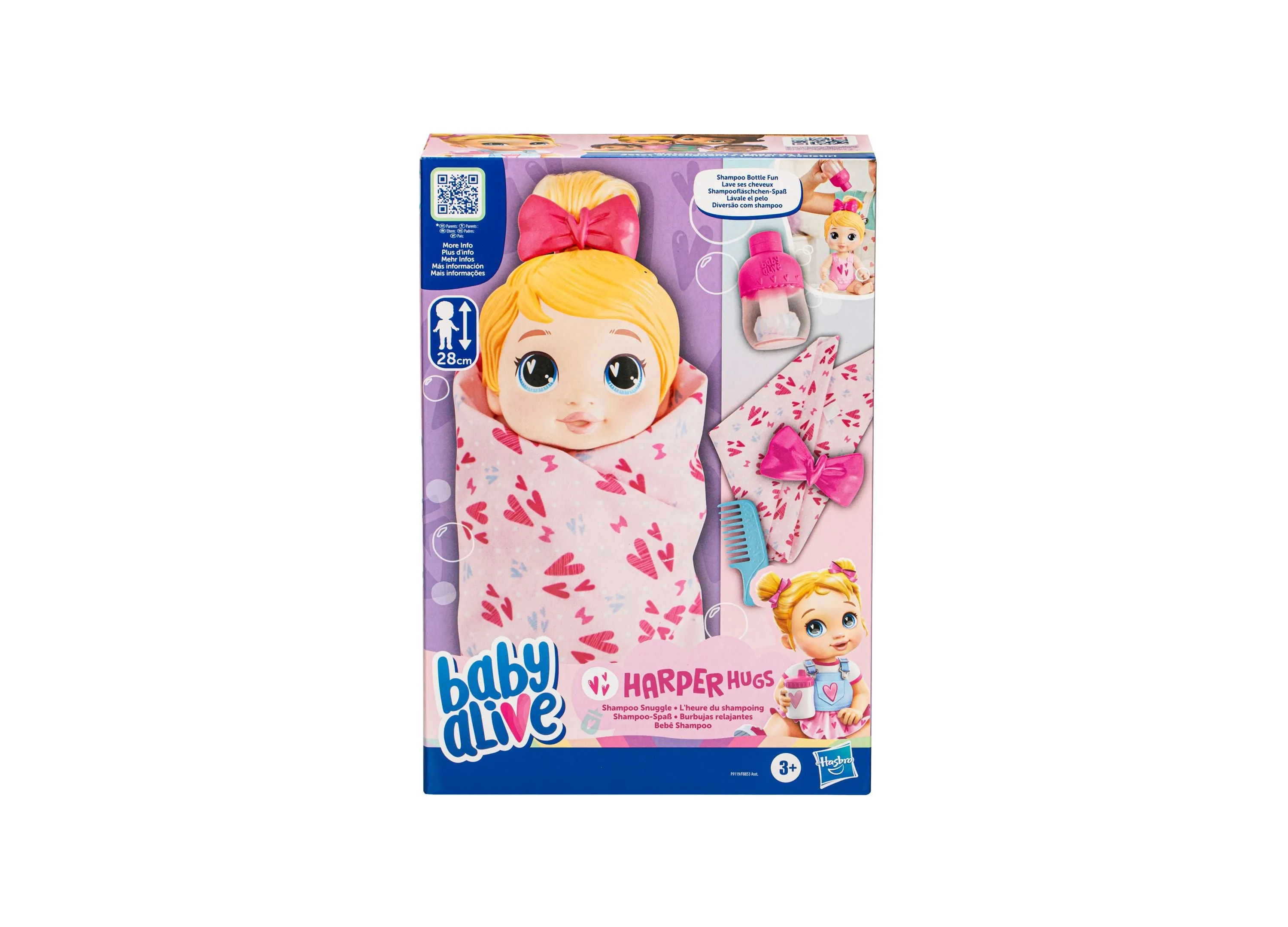 Baby Alive 11" Shampoo Snuggle Harper Hugs Doll Playset