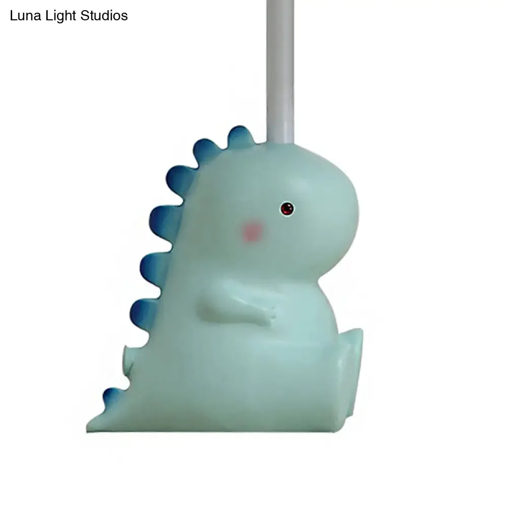 Baby Dinosaur Desk Light for Boys Bedroom - Blue Resin Lamp with Cartoon Design