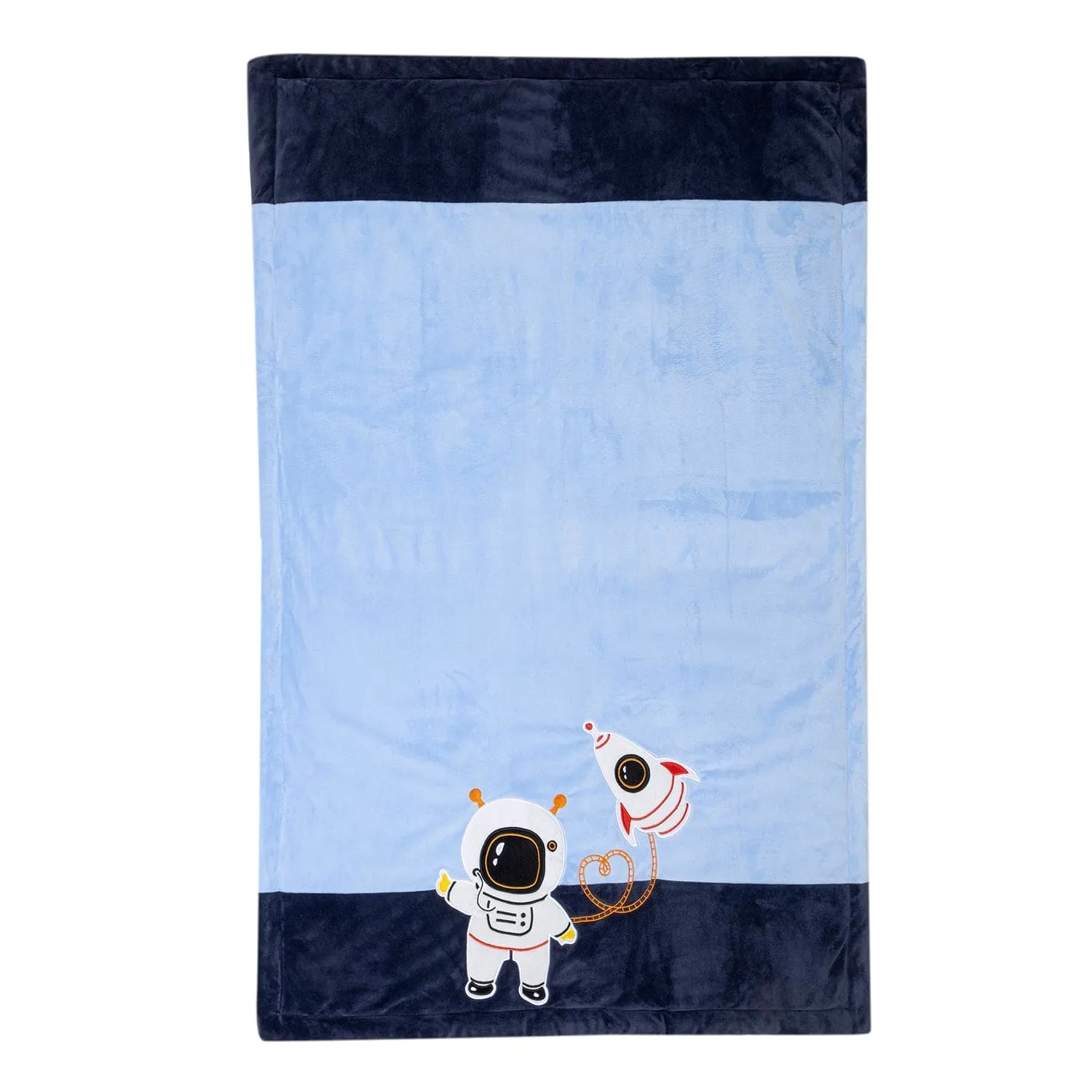 Baby Moo Astronaut Plush Cotton All Season Nursery Blanket - Blue