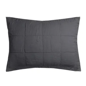 Bambury French Flax Linen Charcoal Quilted Pillow Sham