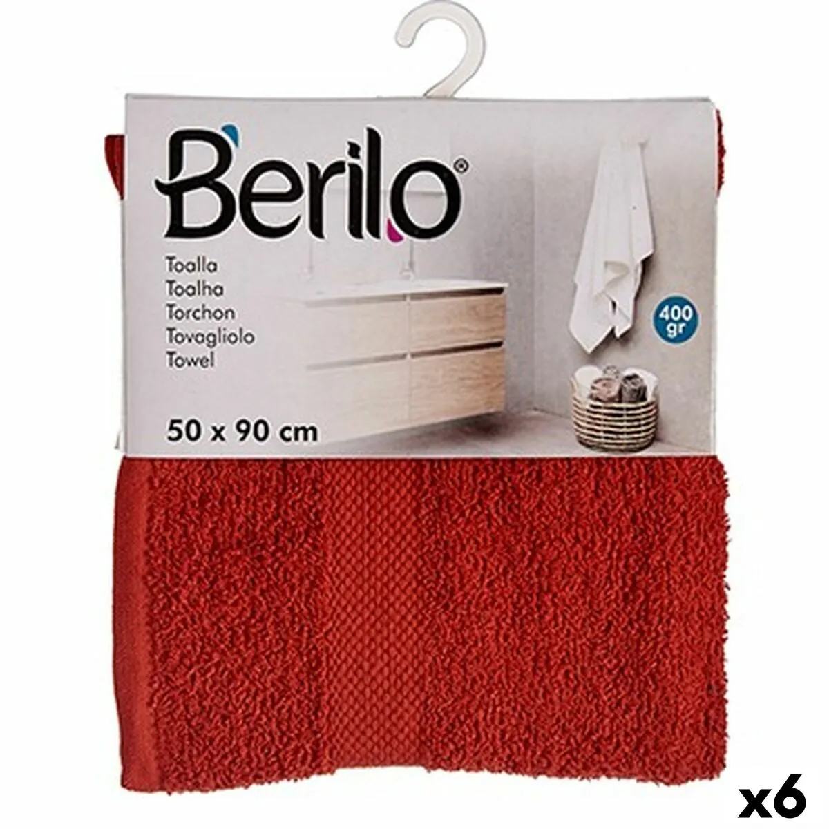 Bath towel Terracotta colour 50 x 90 cm (6 Units) * Toalla de baño Color teja 50 x 90 cm (6 Unidades)