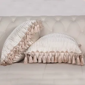 Beige Wrinkles Tassels Pillowcase Luxury Solid High Precision Fabric Cushion Cover