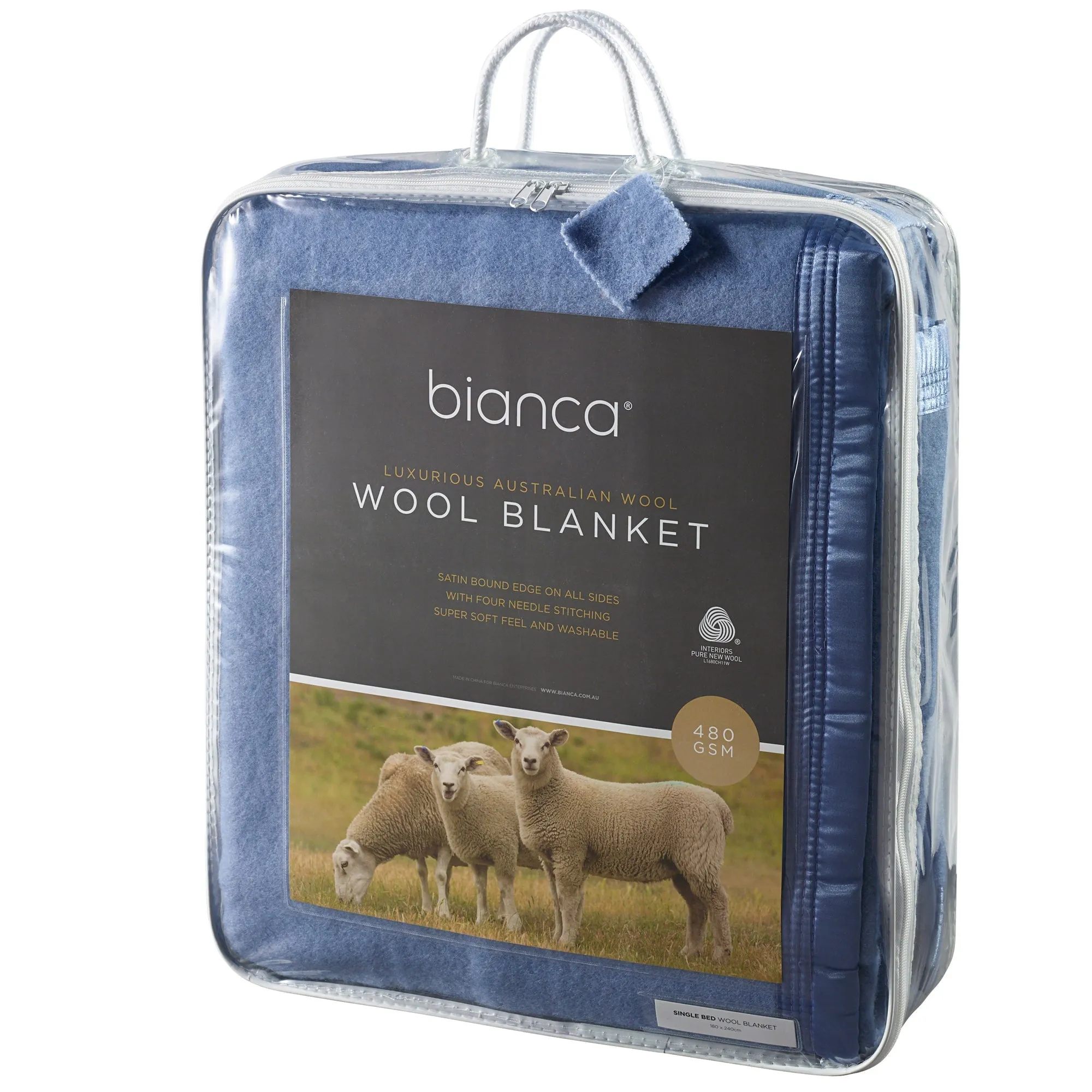 Bianca Australian Wool Blanket - Steel Blue