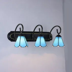 Black Tiffany Sconce Light for Bathroom Wall with Lily Glass Shades - 3 Heads