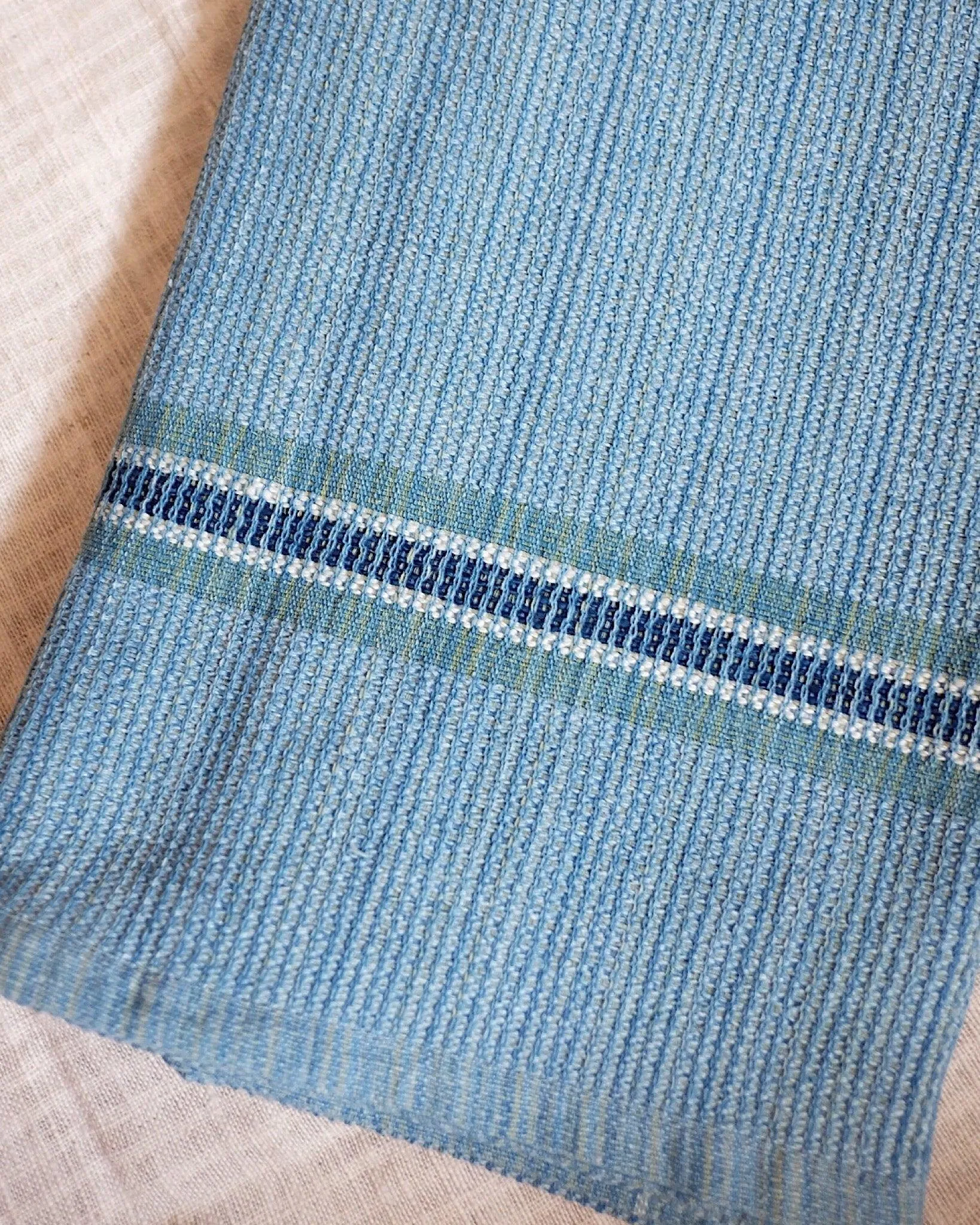 Blue Handwoven Organic Cotton Towel Blanket