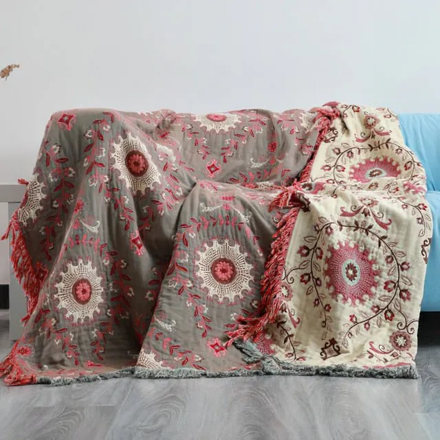 Bohemian Style Cotton Throw Blanket