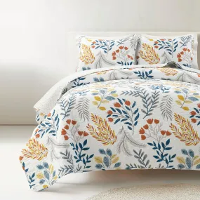 Boho Botanical Floral Quilt 3 Piece Set