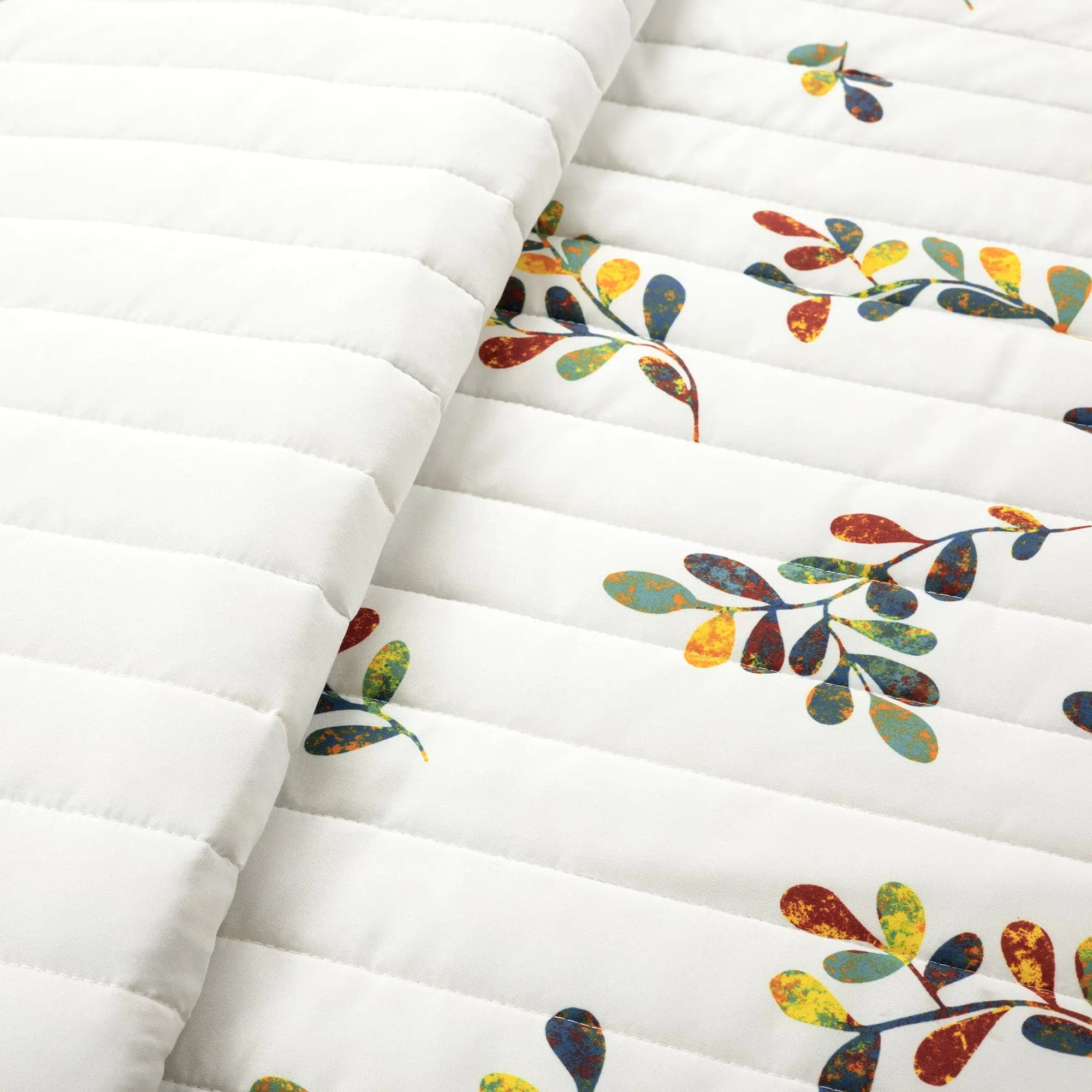 Boho Botanical Leaf Reversible 3 Piece Quilt Set