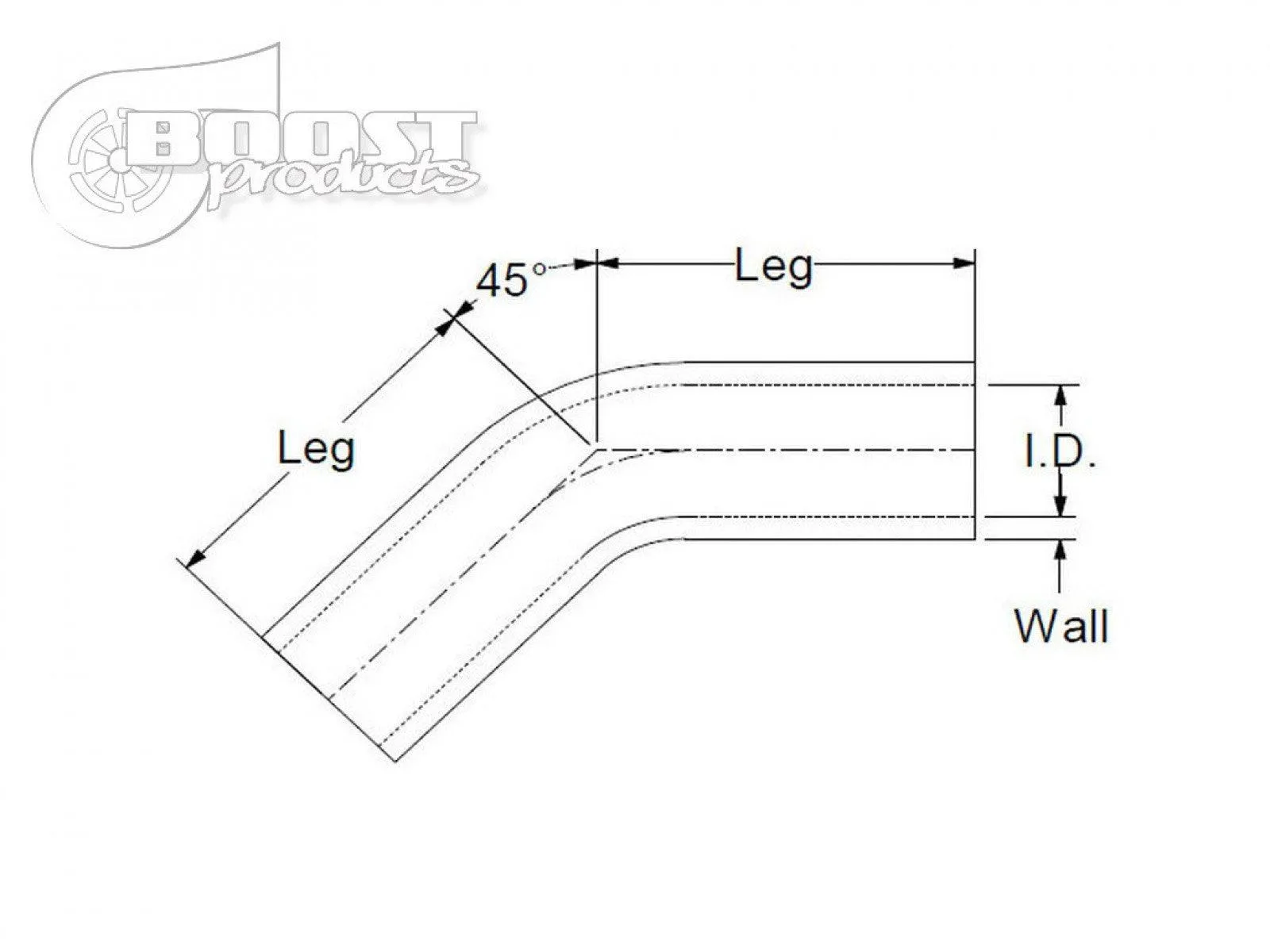 BOOST Products Silicone Elbow 45 Degrees, 89mm (3-1/2") ID, Black